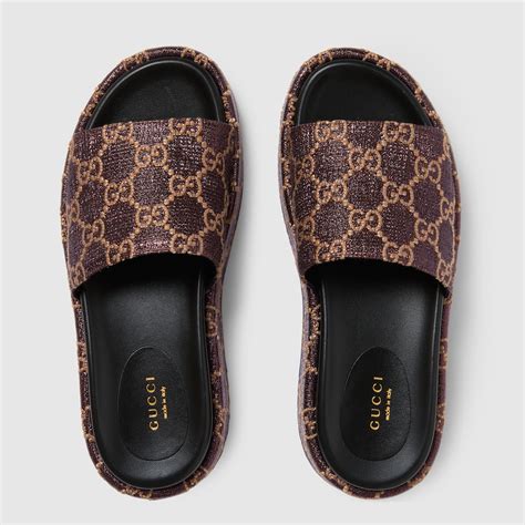 gucci slides brown|women brown gucci slides.